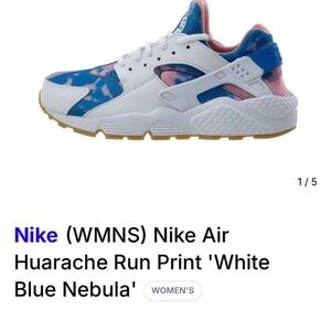 Nike Women's Air Huarache White and Blue Sneakers